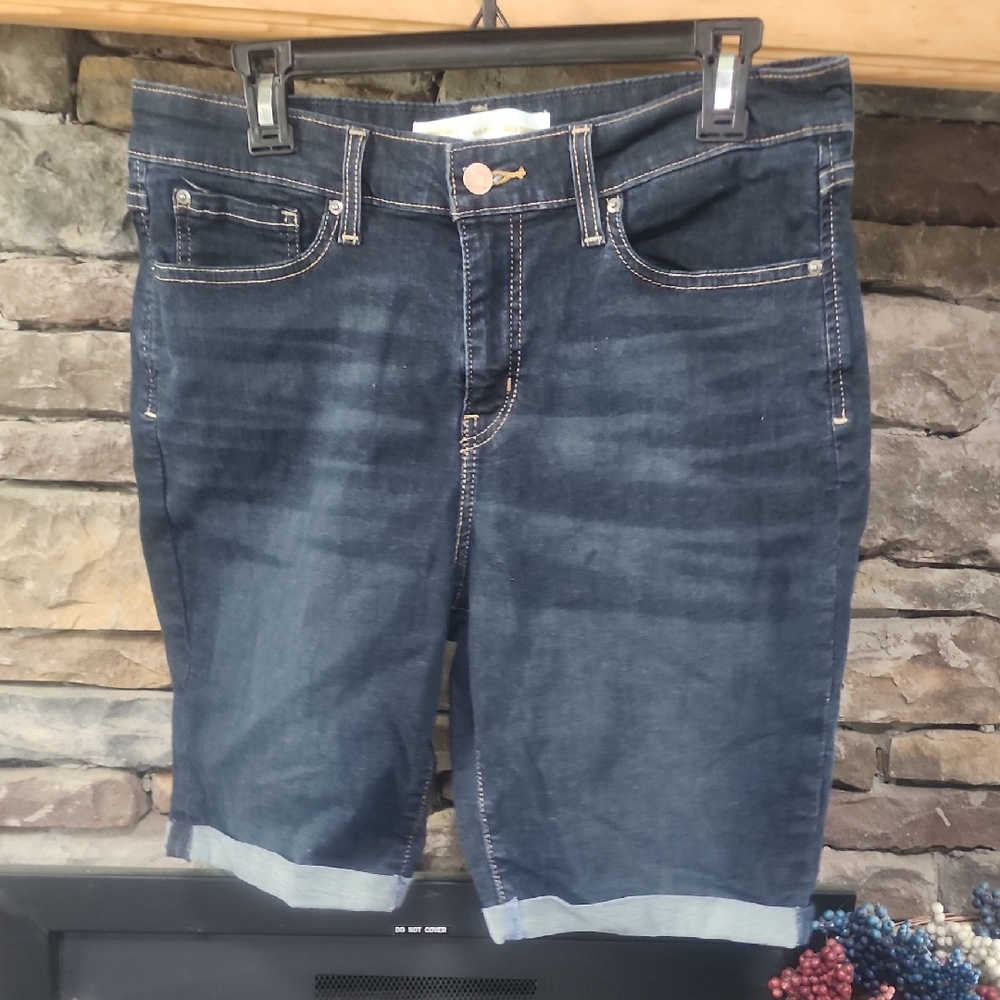 Levi Strauss Signature Mid Rise Bermuda Shorts - Deep Blue Sz 14 W32